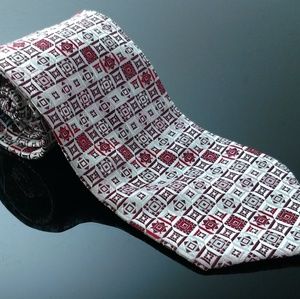 Shore & Singer men's red Silk Tie geometric